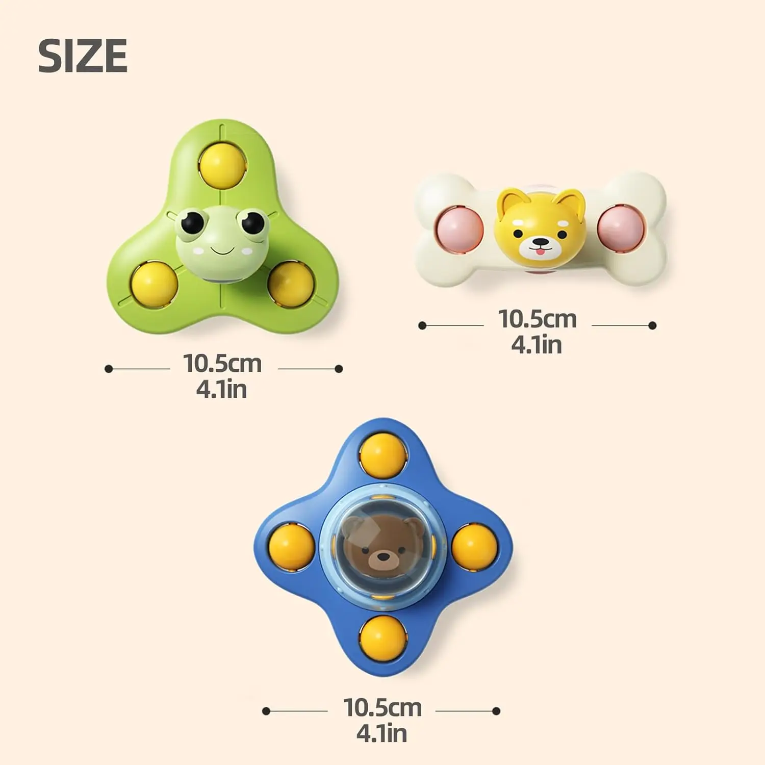 Spinner con ventosa para bebé, juguete sensorial para aliviar el estrés, sonajero giratorio para niños y niñas de 1, 2 y 3 años