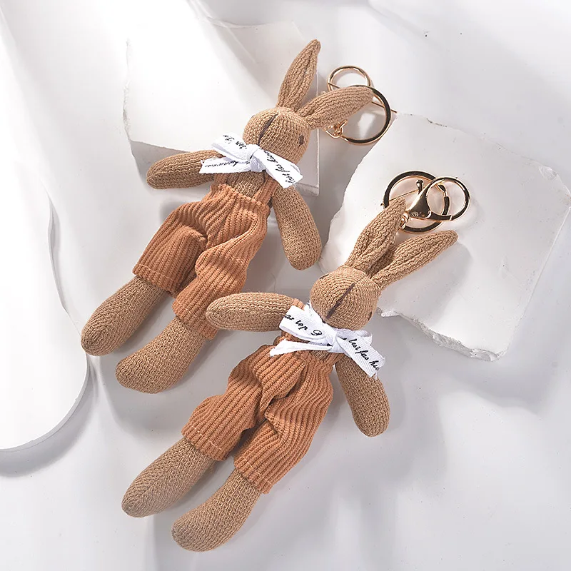 Pendant Cartoon Key Holder Kids Cloth Korean Style Key Ring Bag Pendant Decoration Lady Rabbit Keychains Girls Car Accessories