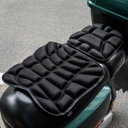 Cojín Universal para asiento de motocicleta 3D, paquete de 2, funda de asiento cómoda antideslizante delantera + trasera, almohadilla para asiento de paseo con alivio de presión para motocicleta