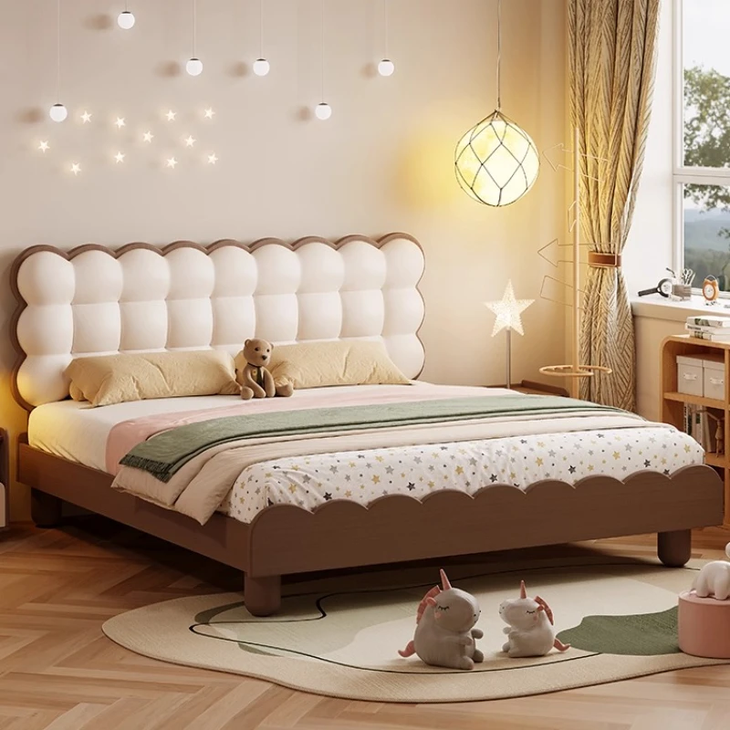 Metal Frame Minimalist Double Bed Luxury Beige Adjustable Median Double Bed Soft Hard Muebles Para El Hogar Bedroom Furniture
