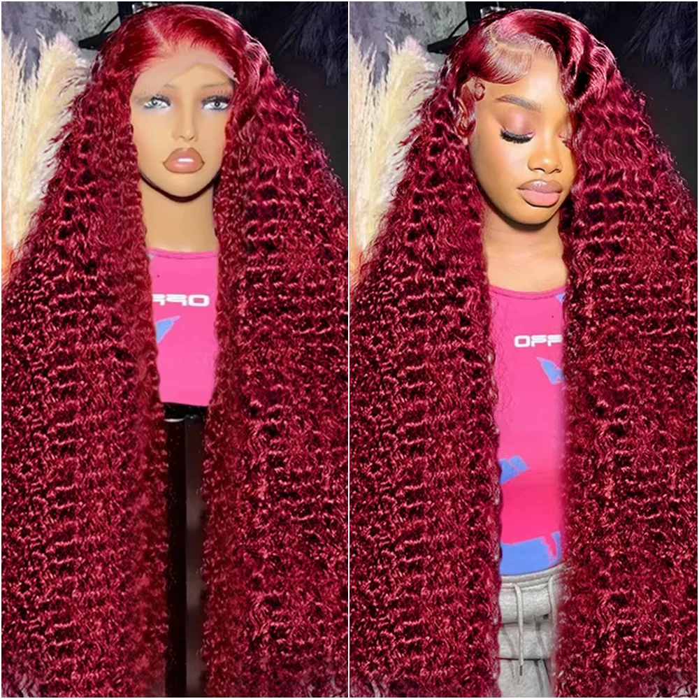 

Красный бордовый парик 99J с глубокими волнистыми локонами, 13x6 HD Lace Frontal, из натуральных волос, 200% плотность, HD Lace Frontal, предварительно проработанный, для женщин