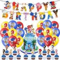 Cartoon Blue Sonic Game Theme DIY Balloons Party Supplies Birthday Banner Latex Balloon Decoration Cake Supplies Kid Toys Gift
