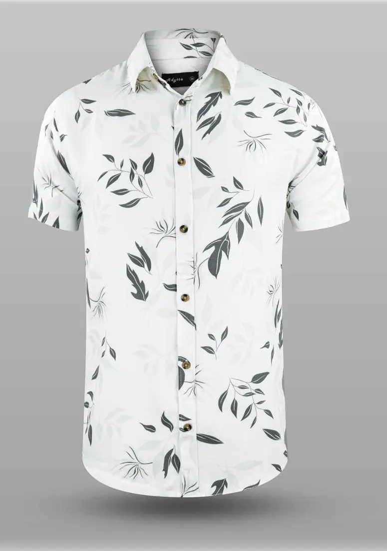 New men's simple retro summer short-sleeved lapel button Hawaiian beach coconut tree large size printed outdoor casual top