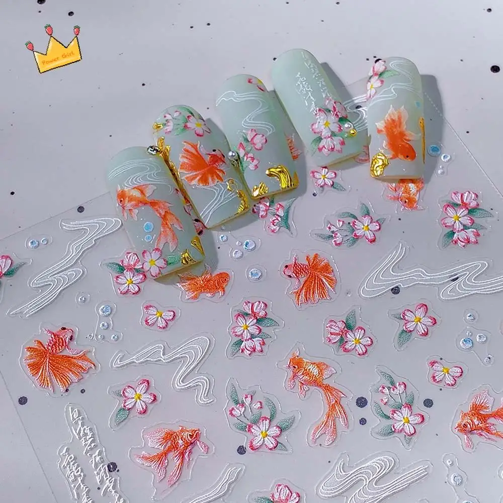 

Conch Star Ocean Nail Stickers Sea Jellyfish Shiny Glass Dolphin Jelly Ocean Nail Decals Nail Supplies Embossed Nail Accessories