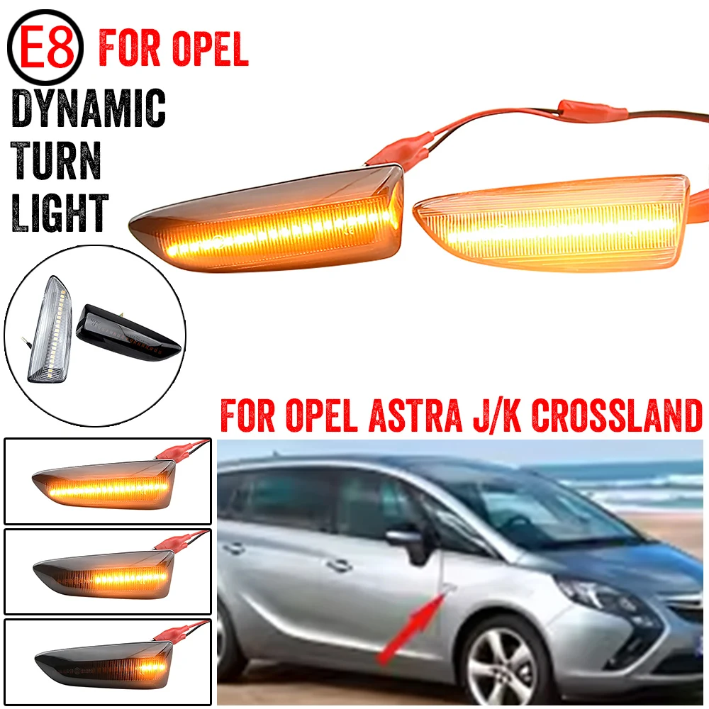 2x Car Side Marker Lights Dynamic LED Turn Signal For Opel Vauxhall Astra J K Crossland X Insignia B Zafira Side Fender Lamp