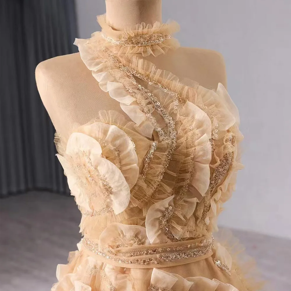 Luxury Halter Evening Dress Sleeveless Lace Up Back Sequined Customizable Robe De Soirée 2026