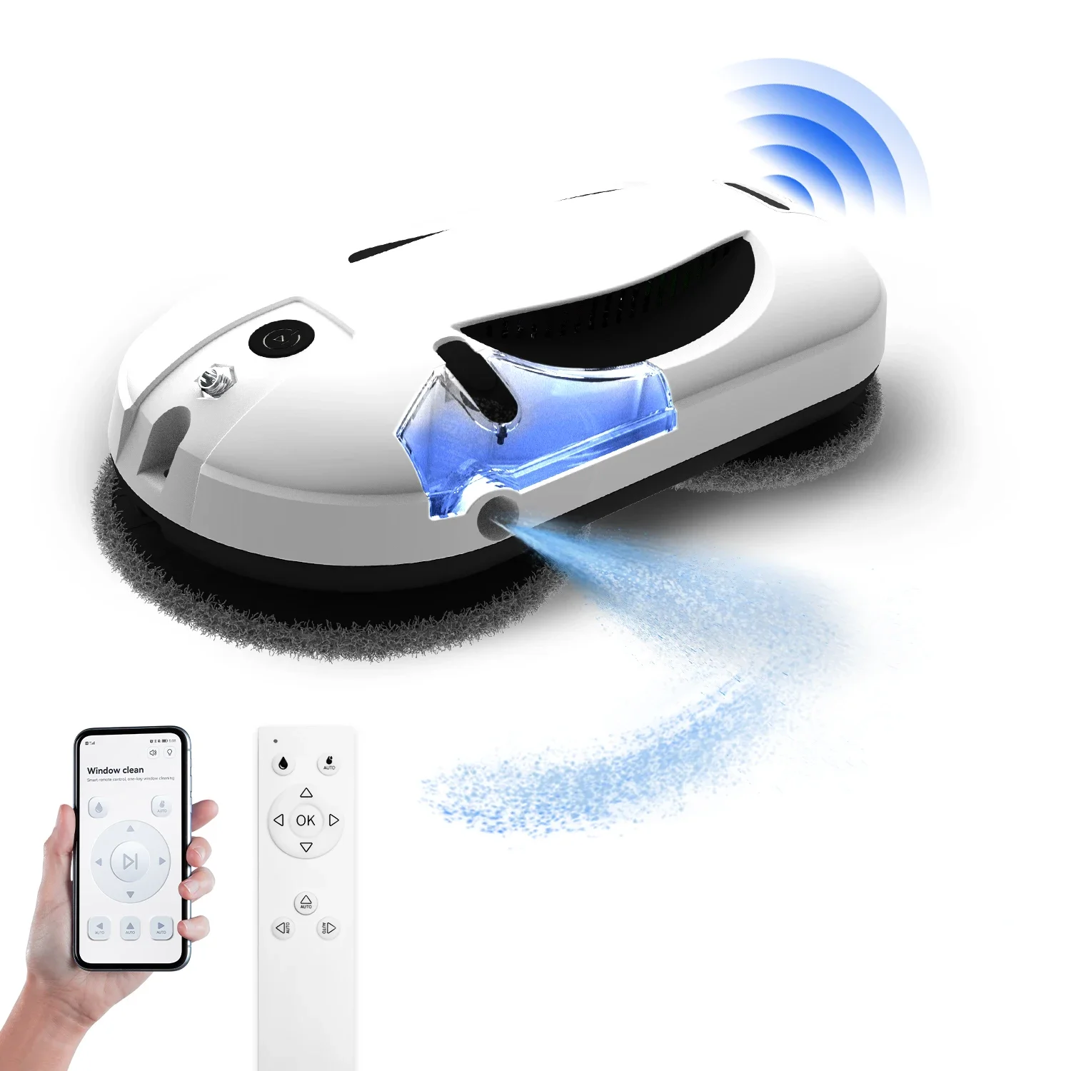 7.7cm Ultra-thin Water Spray Window Cleaner with App Control High Suction Robotic Glass Window Washer