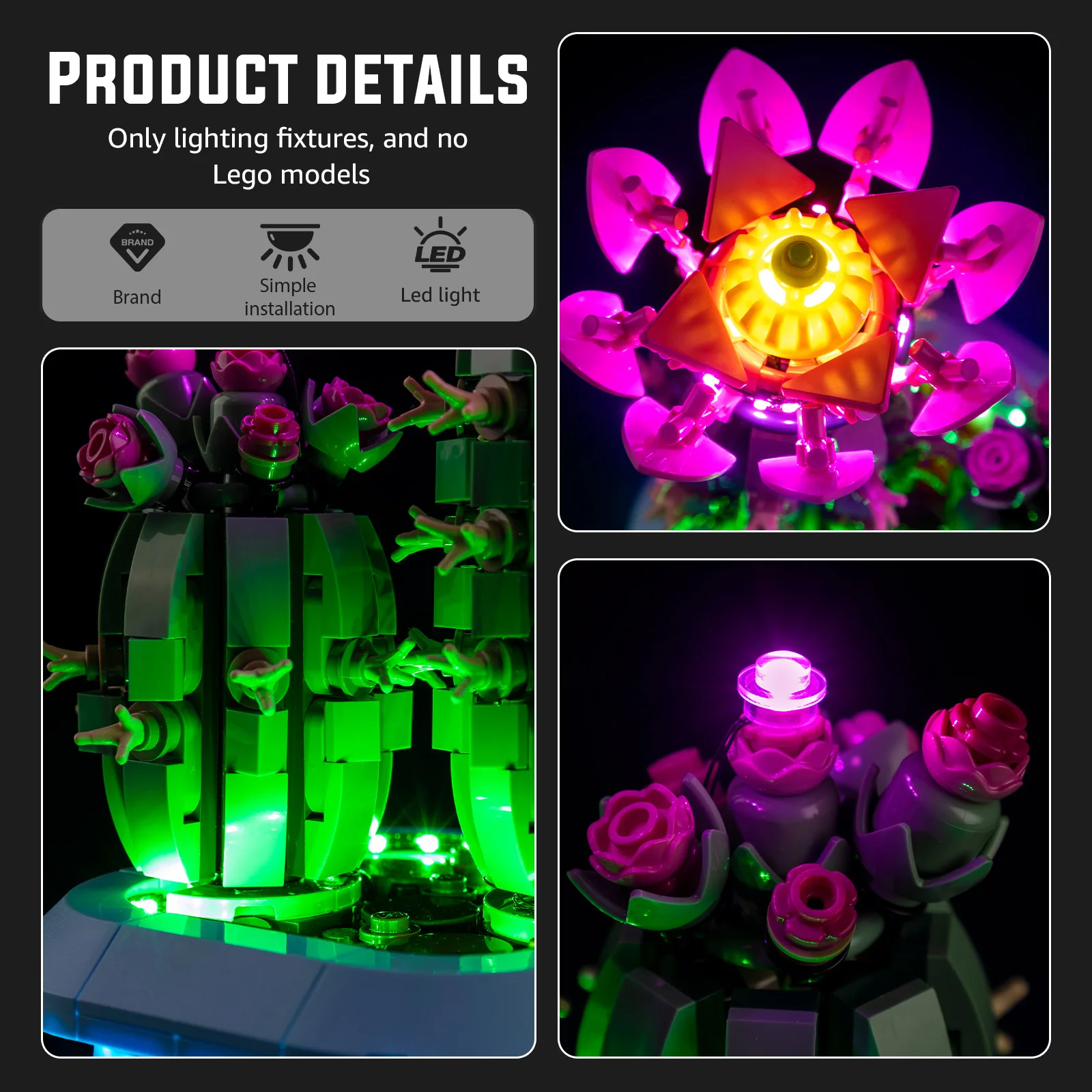 

Комплект светодиодных ламп для LEGO Flowering Cactus # 11509 Идеи для ламп из строительных блоков: Ботаническая коллекция (модельные блоки в комплект не входят)