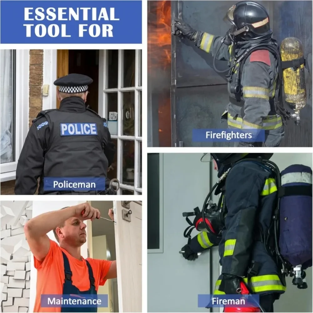 Mehrzweck-Notfallrettungswerkzeug, Hebelstange, Hebelöffnung, verschlossene Tür, Fenster, Feuer, Flucht, lebensrettend, mit dreieckiger Spaltklemmplatte – Detail 17