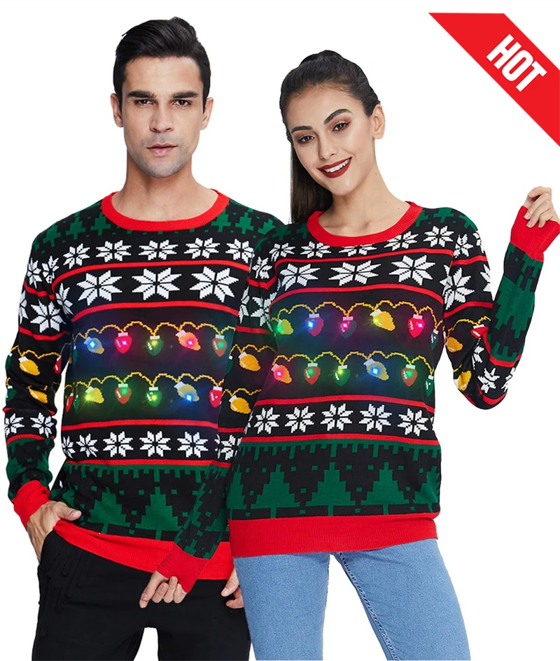 Men Women Two Person Reindeer Ugly Christmas Sweater Unisex Pullovers Christmas Jumper Tops Couples Gifts Party Xmas Sweatshirt