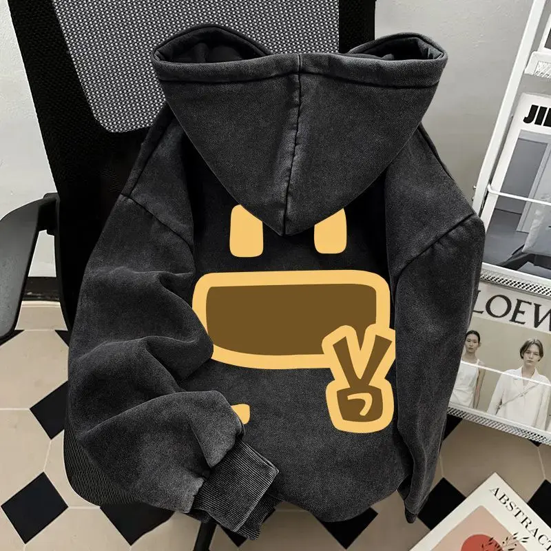 

Винтажная толстовка Waed в американском стиле для мужчин, осенне-зимняя новинка, дышащая эластичная верхняя одежда для пар с эмоциональным дизайном