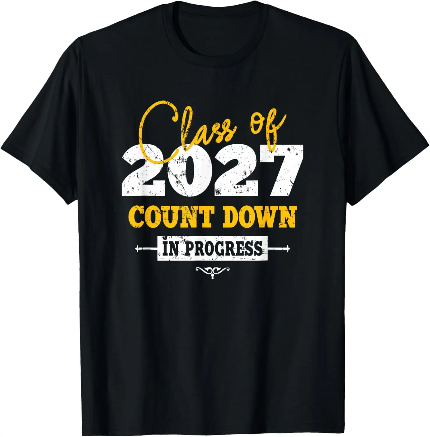 Class Of 2027 Count Down Funny Grad First Day Sophomore T-Shirt Summer short-sleeved breathable sweat-wicking versatile fashion T-shirt for back-to-school season, unisex, Y2K Fashionable Cartoon Anime