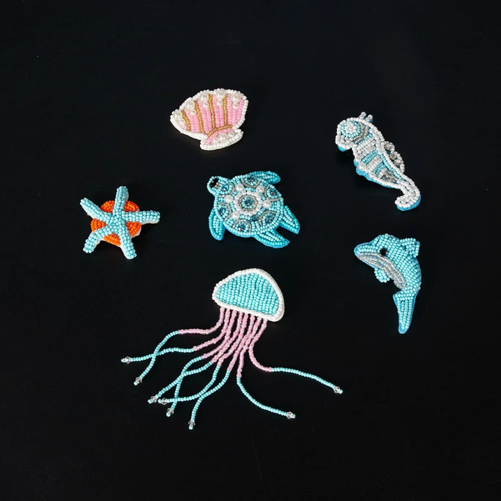 الفرنسية الثقيلة اليدوية حبة التطريز السلاحف البحرية نجمة البحر قنديل البحر الماس القماش ملصق فرس البحر التصحيح ثقب الملابس Accessori #5