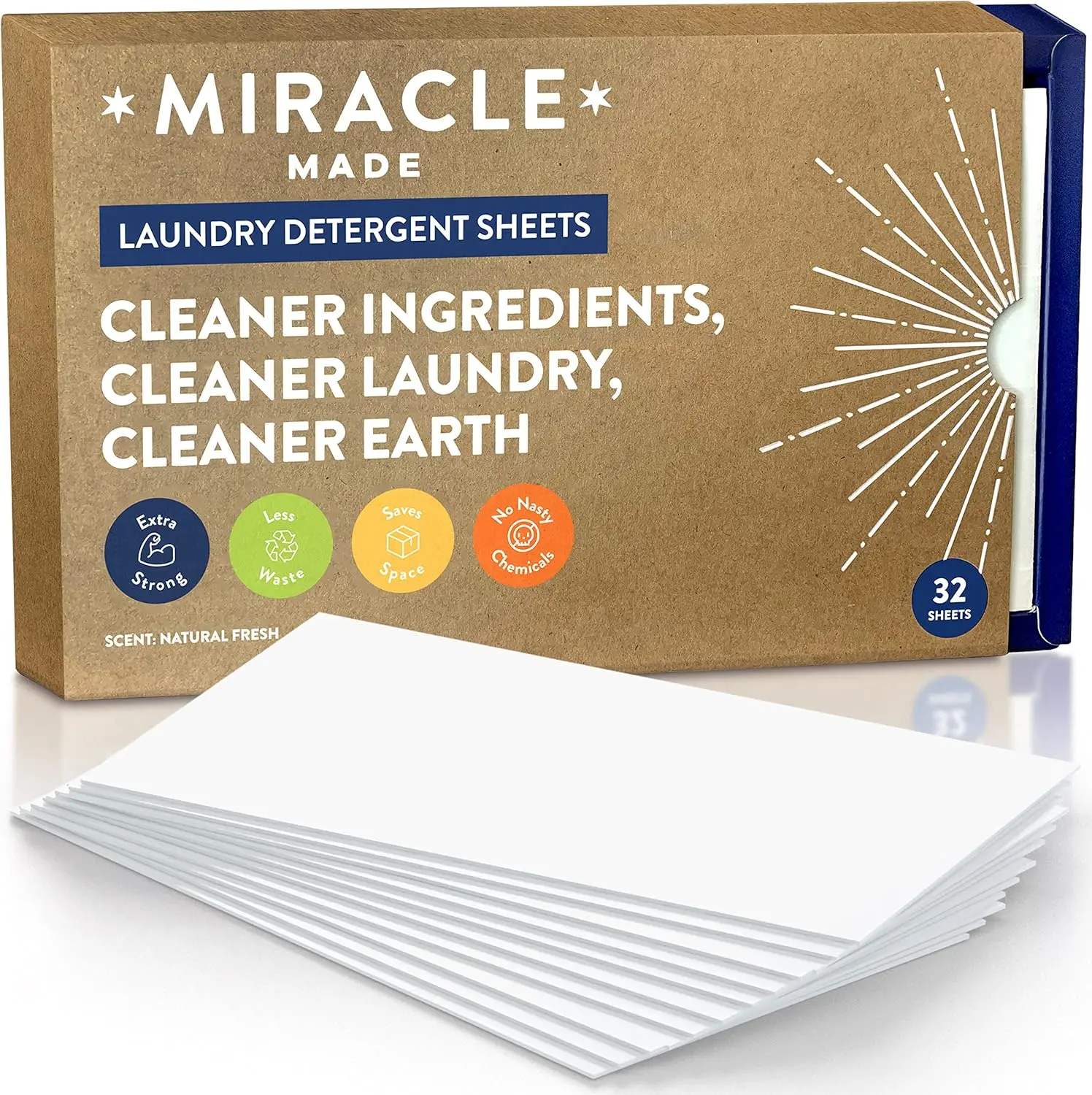 

Liquidless Laundry Detergent Sheets – Ultra-Concentrated, Plastic-Free, 64 Loads, Fresh Linen Scent