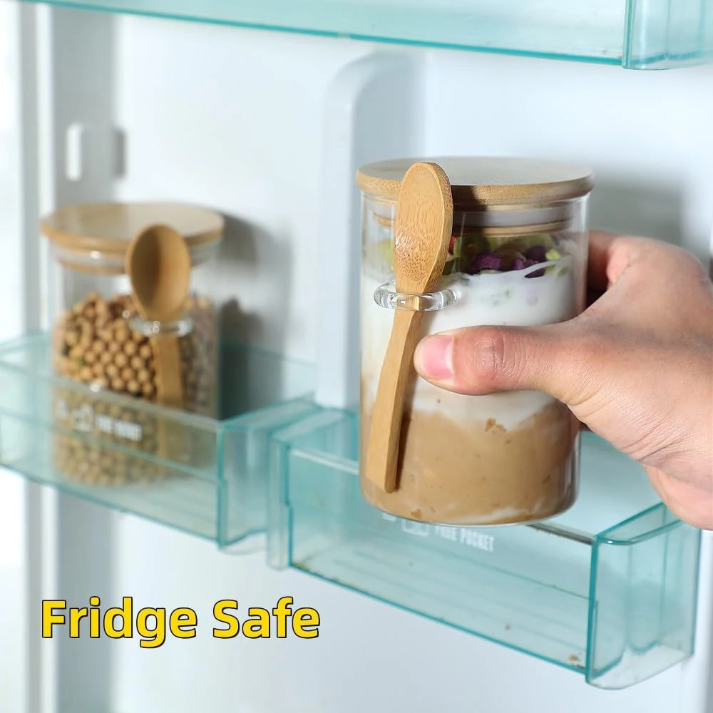 280ml Candy Jar, Biscuit Jar, Glass Storage Jar With Sealed Bamboo Lid And Spoon - 10oz Transparent Glass Bulk Food Storage Jar