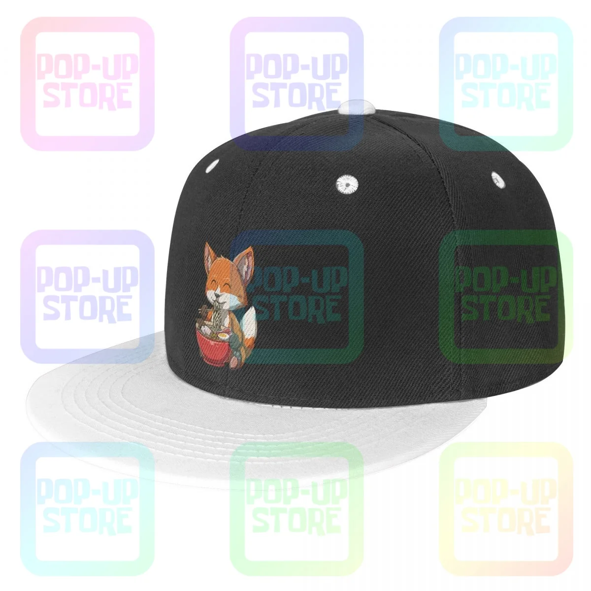 Fox Eating Ramen Ramen Noodle Lovers Fox Themed Snapback Cap Colorful Baseball Caps Cool Hot Deals Hot Selling