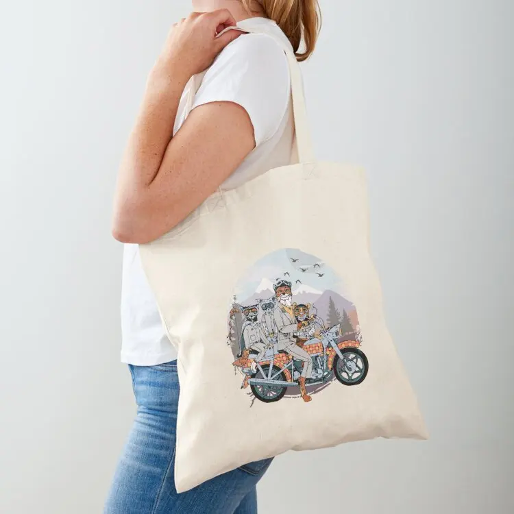 

Fantastic Mr. fox and family on a motorbike Tote Bag Canvas shoulder bag eco pack Custom bag