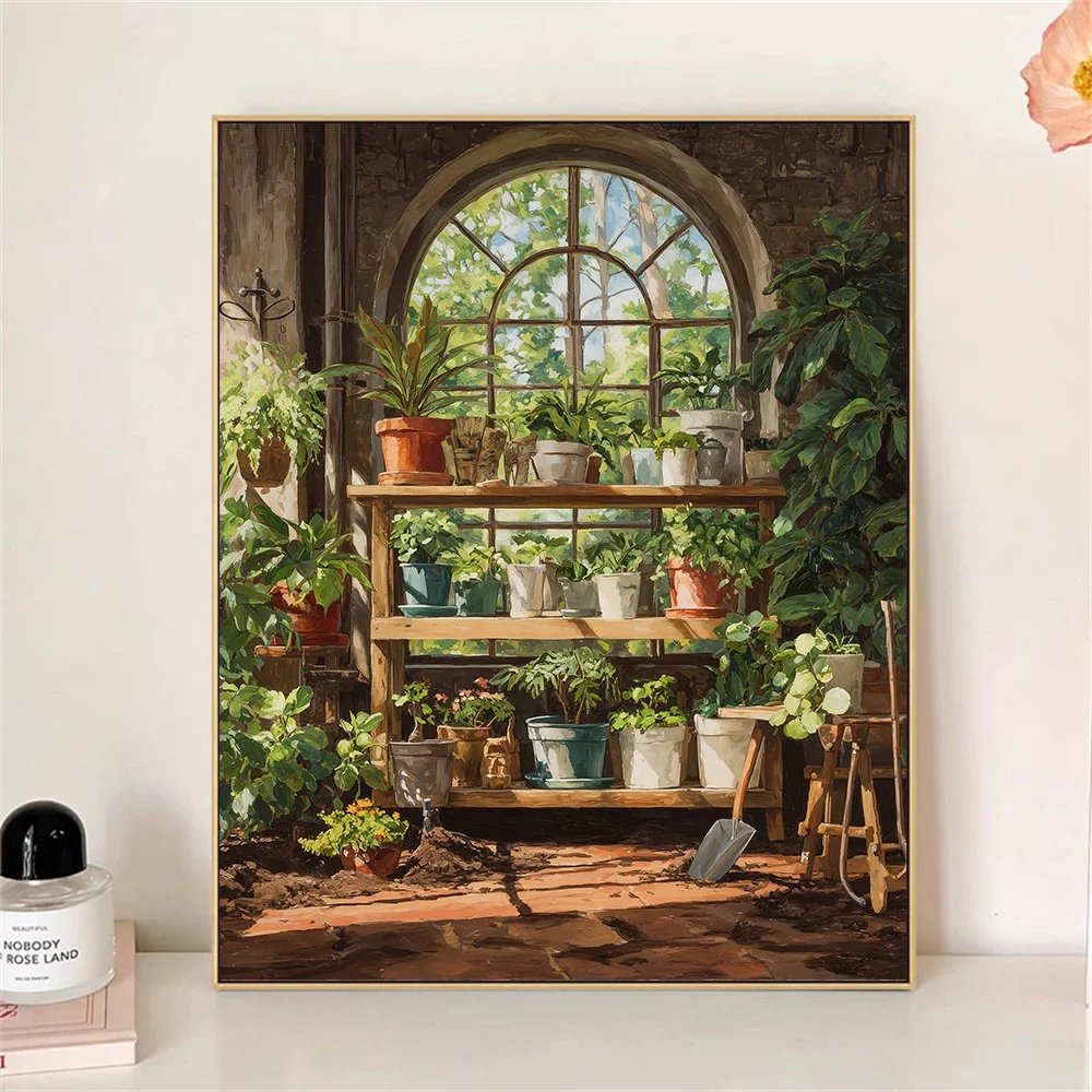 Painting by Numbers For Adult Flower and grass house in the sunlight Dropshipping Canvas Oil Paint by Number Home Decor
