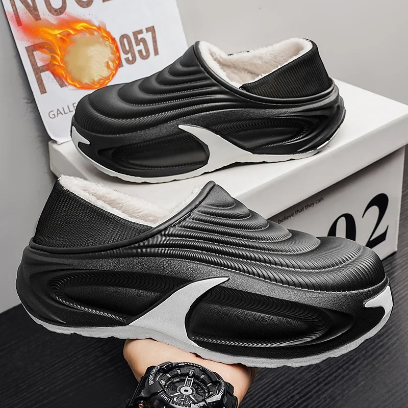 All-Inclusive Cotton Shoes for Men and Women Couples, with Fleece Lining, Eva Integrated Waterproof Upper, Thick Sole, Non-Slip, Suitable for Autumn and Winter, for Home and Outdoor Use, Warm Chef Cotton Slippers