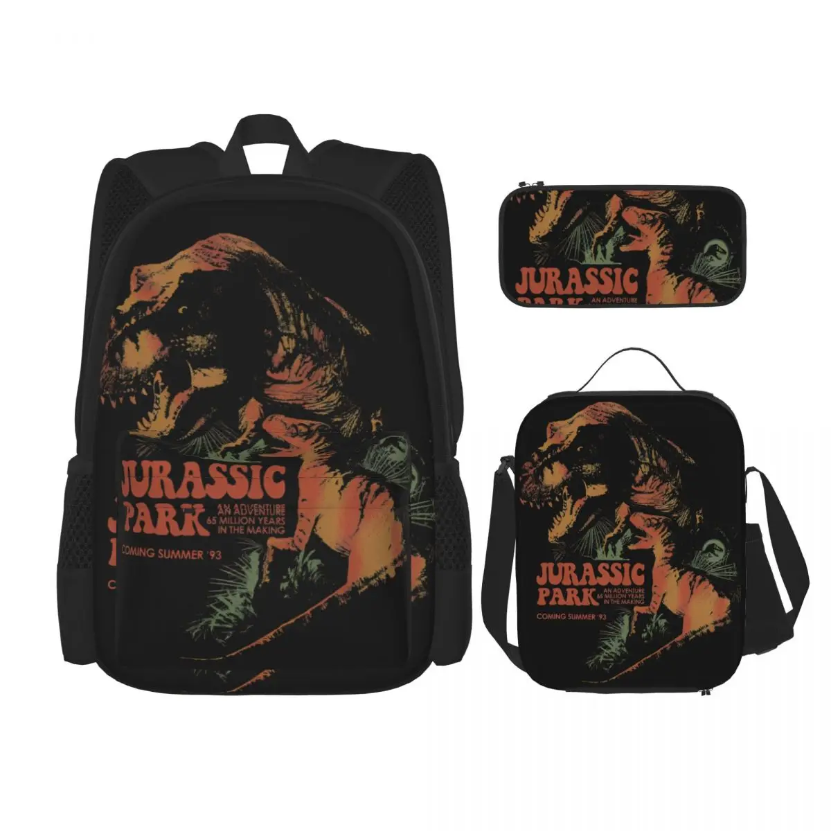 

3pecs/set Jurassic World Rebirth Backpack for Student 2025 Dinosaurs Movie High School Canvas Bags Lunch bag Pencil Case