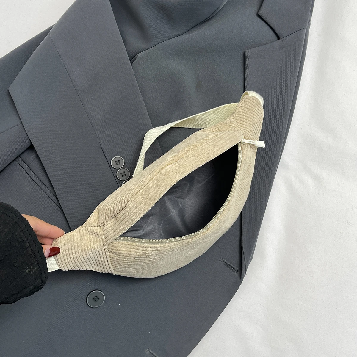 Casual Cord Gürtel Taschen für Frauen Mode Fanny Pack Weibliche Banane Taille Tasche Hüfte Geldbörse Schulter Crossbody Brust Tasche Tasche – Detail 8