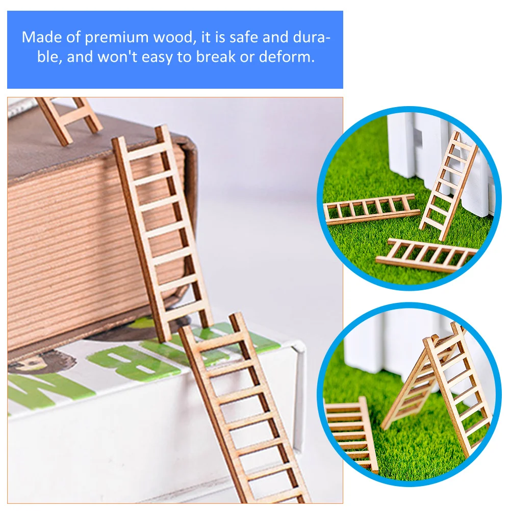 15 Pcs Small Staircase Ornaments Simulation Ladder House Mini Decor Decoration Wooden Photo Props Bonsai Stairs