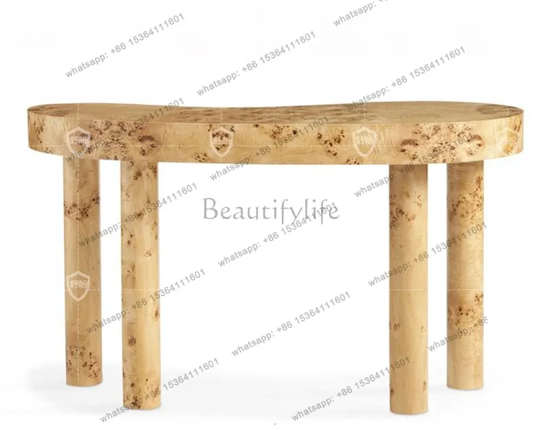 

Medieval solid wood retro style modern simple desk arc desk small apartment
