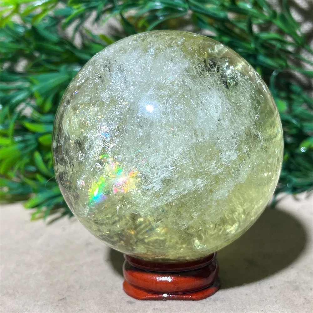 

Rainbow Crystal Natural Smokey Citrine Sphere Ball Mineral Beauty Gemstones Minerals Spiritual Ornaments Home Decoration+Stand