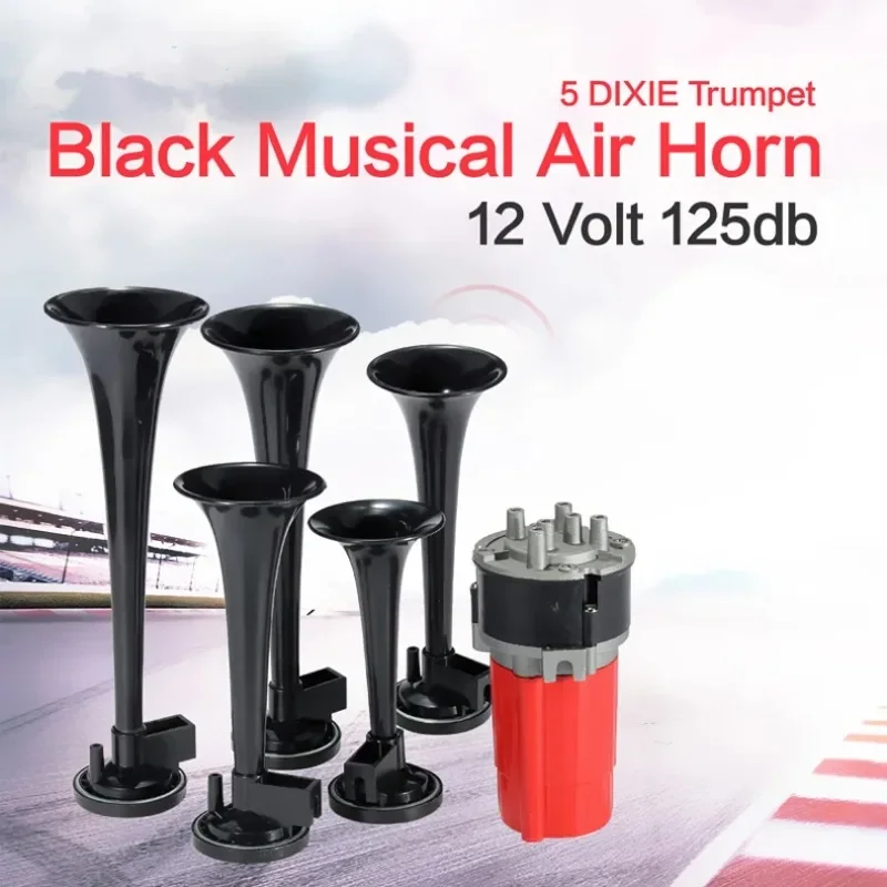 NEW 5pcs 125dB Trumpet Musical Dixie Car Duke- of Hazzard + Compressor 12V Car Air Horn for Car Truck Ship Boat Trumpet Horn