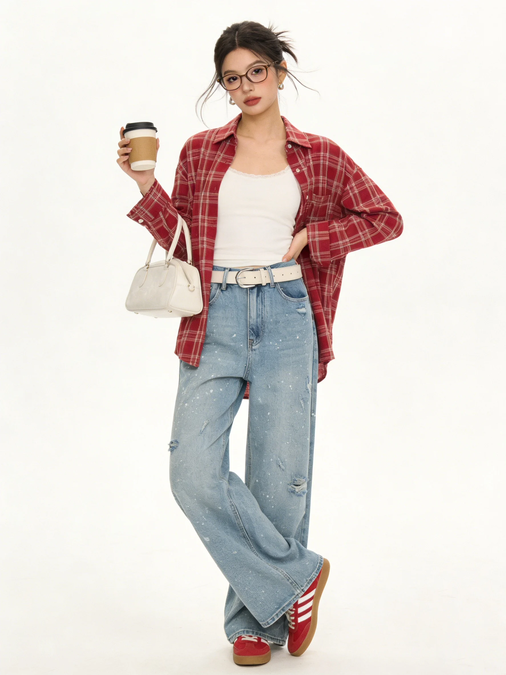 

Summer New High Waist Wide Leg Pants Women's Heavy Embellished Silver Washed Denim Loose Fit Trousers Korean Style Slimming
