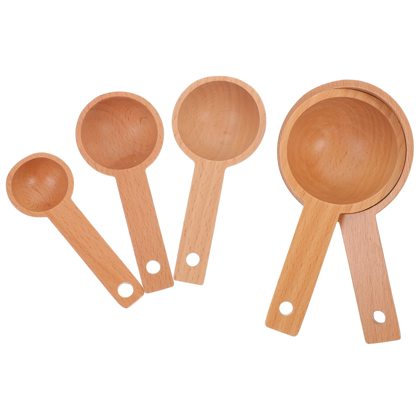 

5pcs Measuring Set Wooden Coffee Scoops Beech Spoons for Canisters Dry IngredientsSpoons Tea