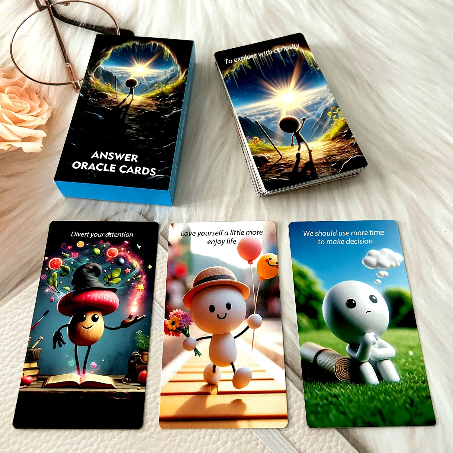 54PCS 68*120mm Expression Pack Theme Oracle Tarot Cards Fresh Style Board Games Psychological Comfort Animation Innovation