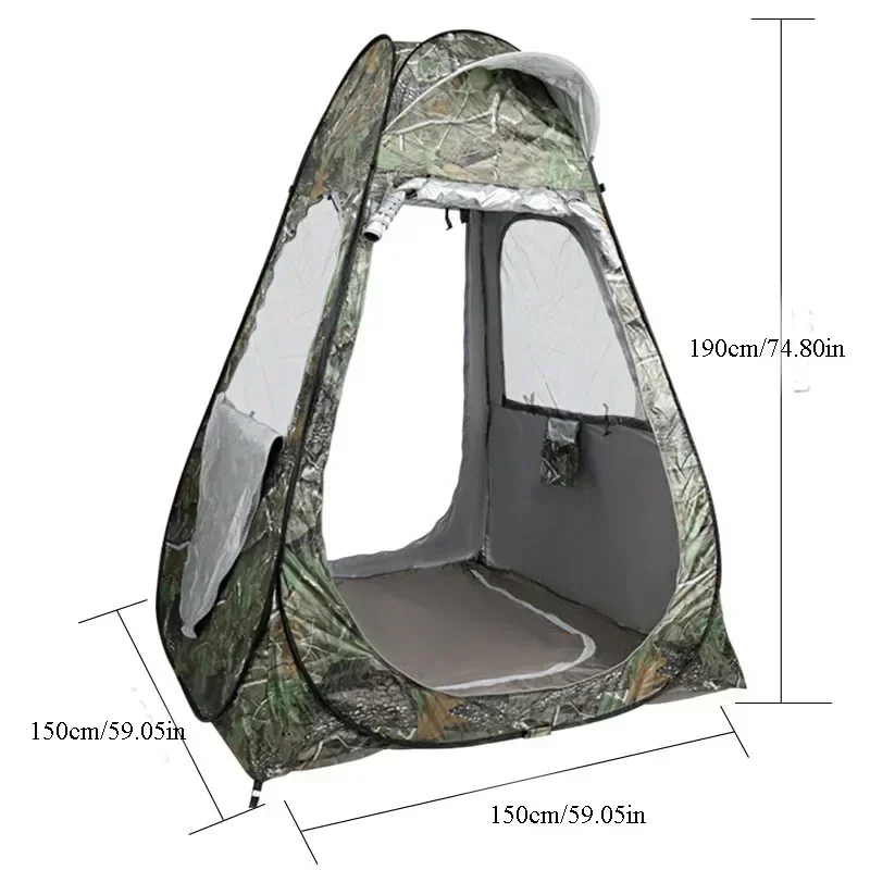 Imagem -05 - Camuflagem Ice Fishing Tent para Pessoa Anti-mosquito à Prova de Chuva Protetor Solar Portas Duplas Janelas Pop up Quick Open 150*150*190cm