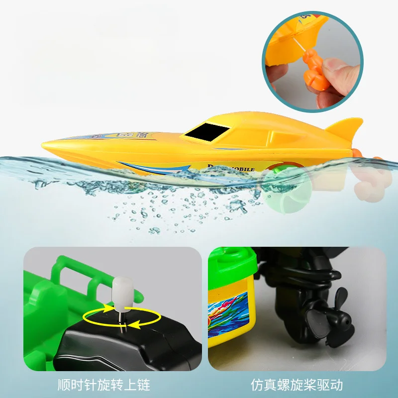 1Pc Kids Speedboot Schip Wind Up Speelgoed Bad Douche Speelgoed Drijven In Water Kinderen Klassiek Uurwerk Speelgoed Voor Kinderen Jongens Cadeau