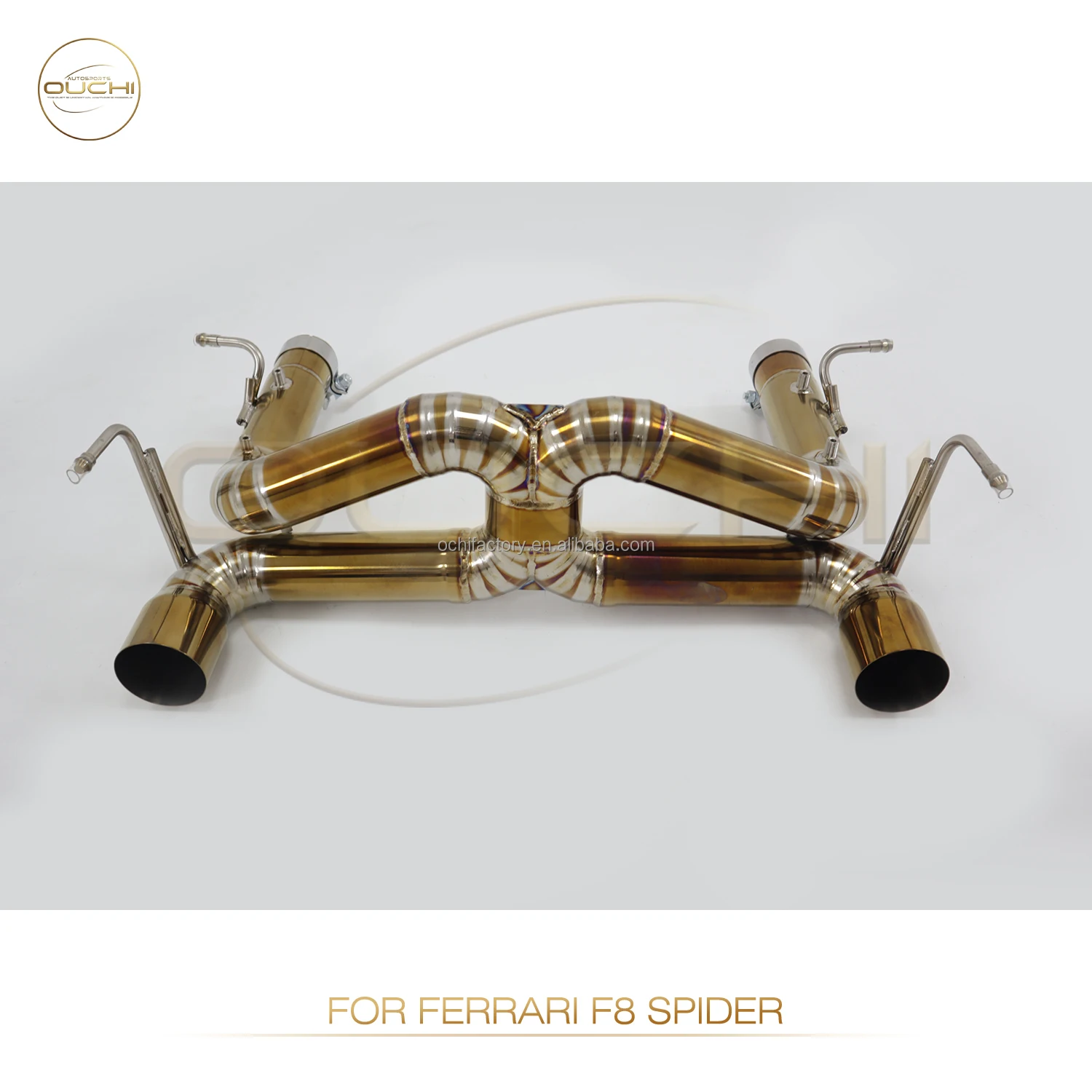 أجزاء أداء السيارات OUCHI لـ Ferrair F12 F8 2015-2019 3.9T Spider Pista Gold سبائك التيتانيوم Catback Supra صمام العادم
