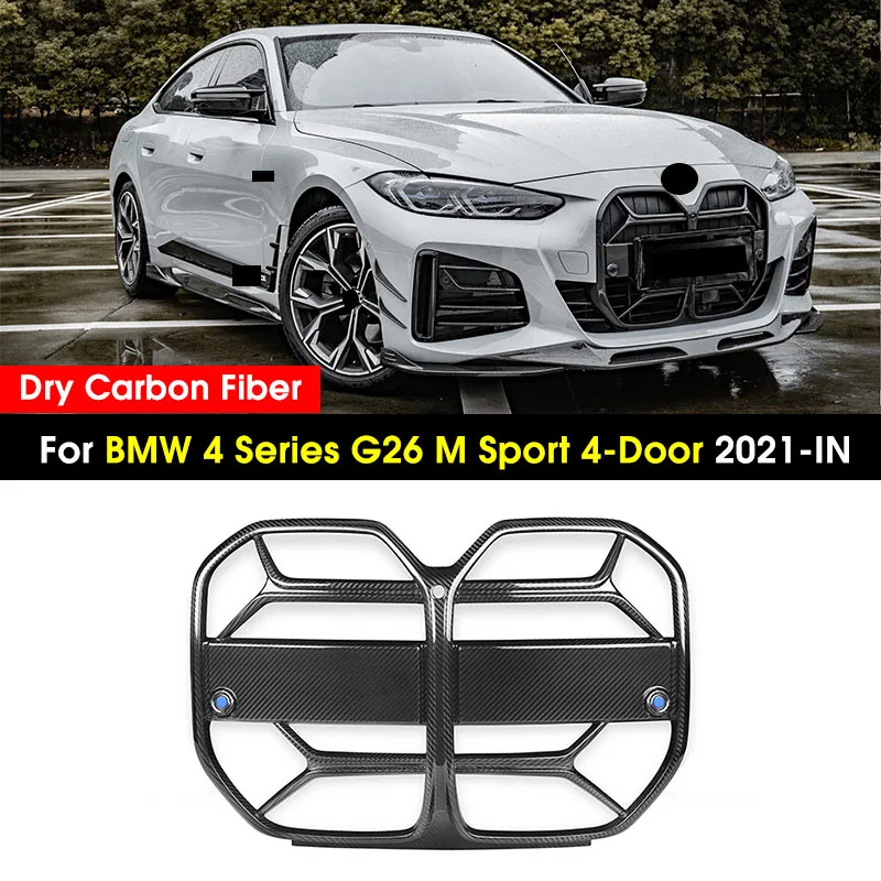 

Real Dry Carbon Fiber Car Front Bumper Kidney Grille Grill Auto Racing Grid For BMW 4 Series G26 M Sport G26 BEV I4 2021-IN