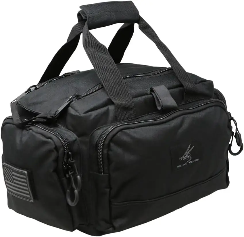 

Exos Tactical Range Bag - Medium Gun Case with Molle Webbing, Ammo Storage, Tactical Backpack - Black, Designed in USA