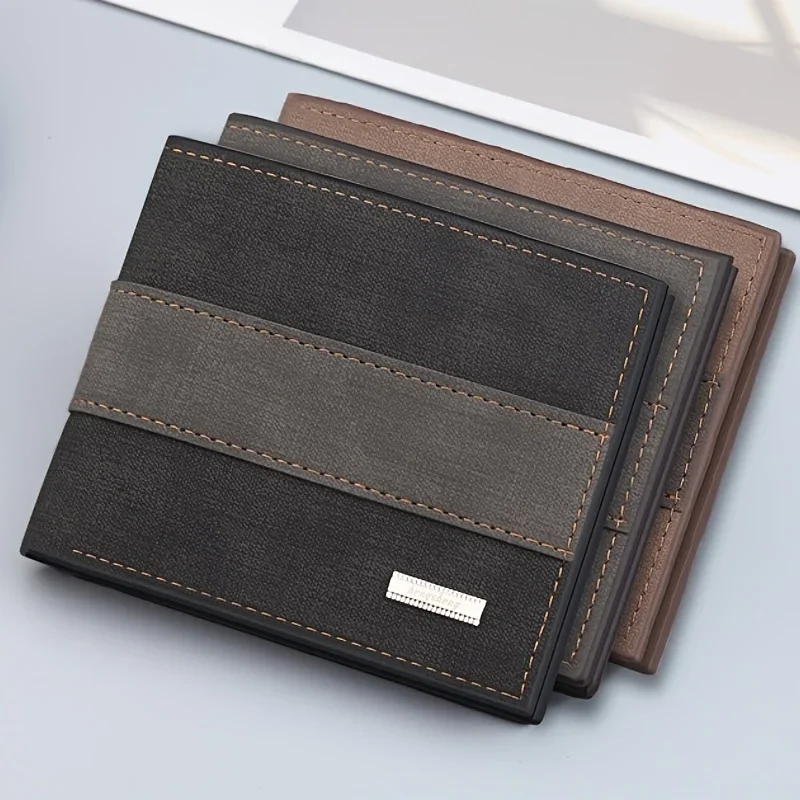 European and American Style Men Short Wallet with Multiple Functions and Card Slots Fashionable Wallet Portable Business Wallet