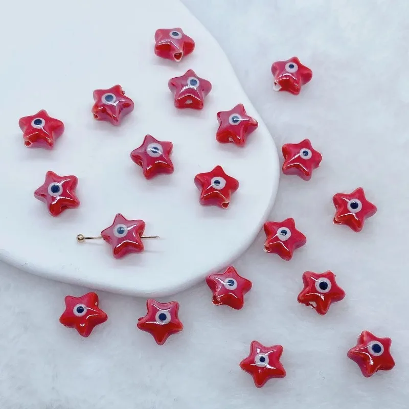 عين الشر ستار الخرز 5 قطع لوازم صنع المجوهرات السيراميك، الخرز الأزياء البوهيمي لقلادة سوار DIY، هدية حرفية غير سامة #6