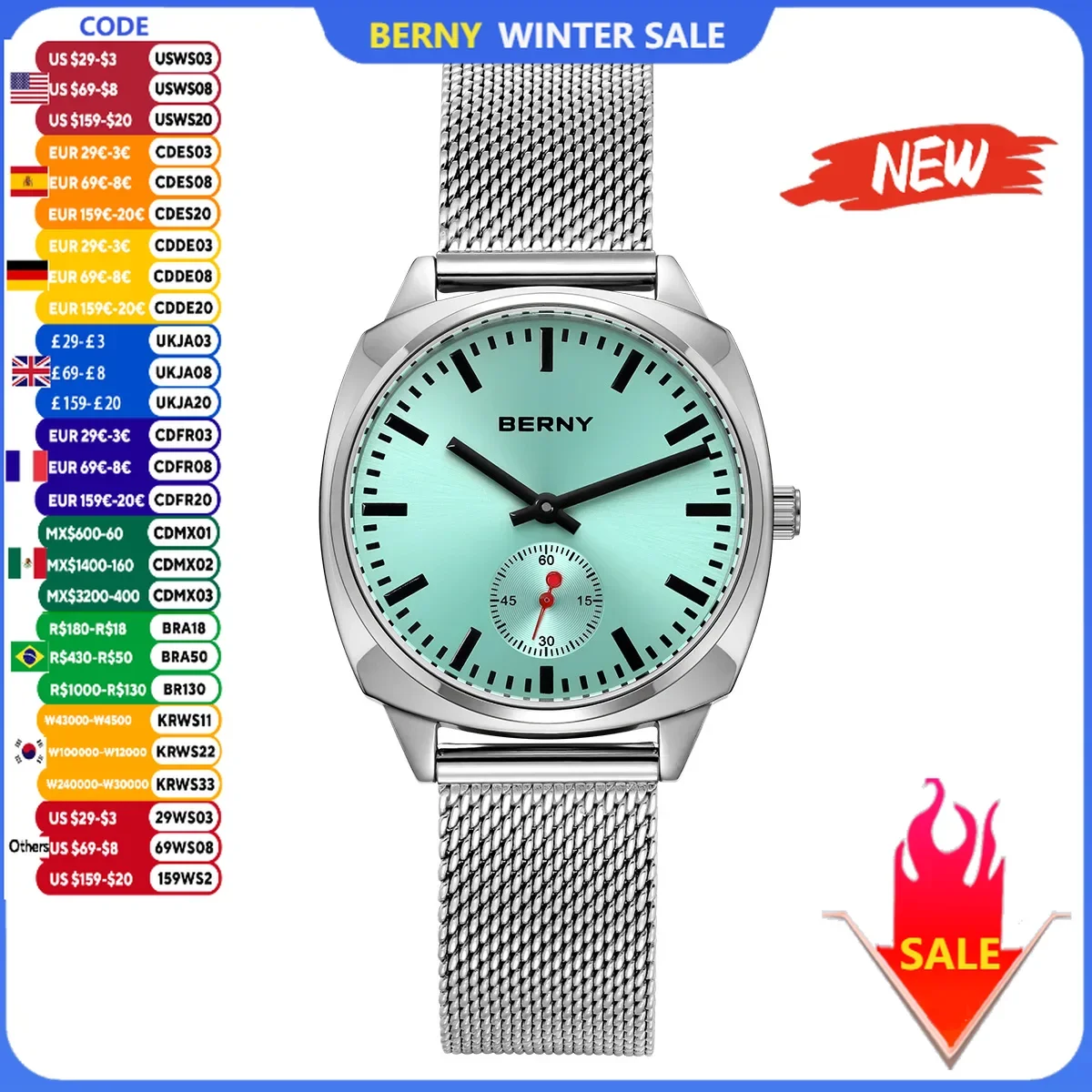 

BERNY Railway Watch for women Simple Dial Wristwatch Quartz Ladies Watch Casual Versatile Waterproof Leisure Watch for Women