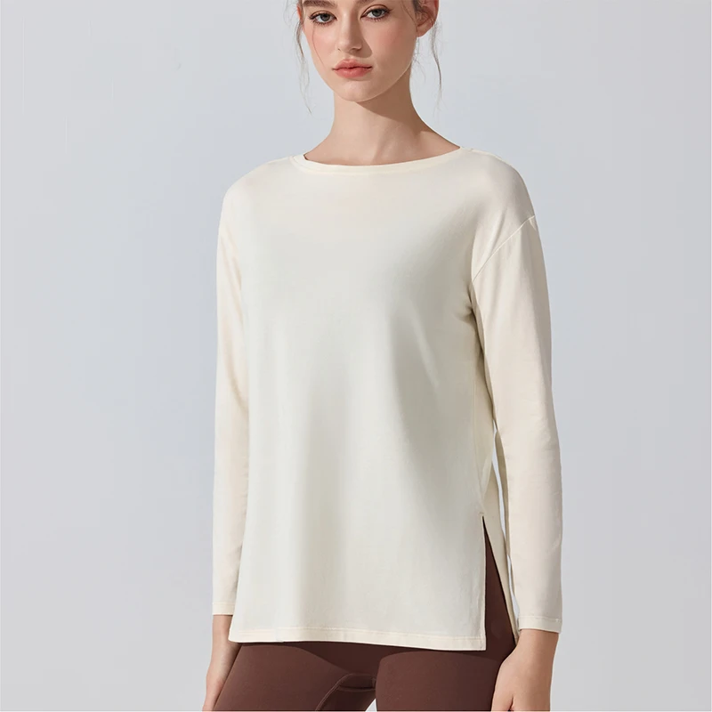 

Long Sleeve Yoga Shirt Women Solid Color Gym Shirt Loose Breathable Outdoor Running Top Female Fitness Blouse Sportswear