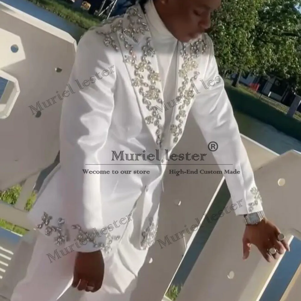 

Beaded Stone Suits Men Formal Business Party 2-Piece Shawl Lapel Prom Blazer Customized Man Wedding Party Groomsman Tuxedo Luxu