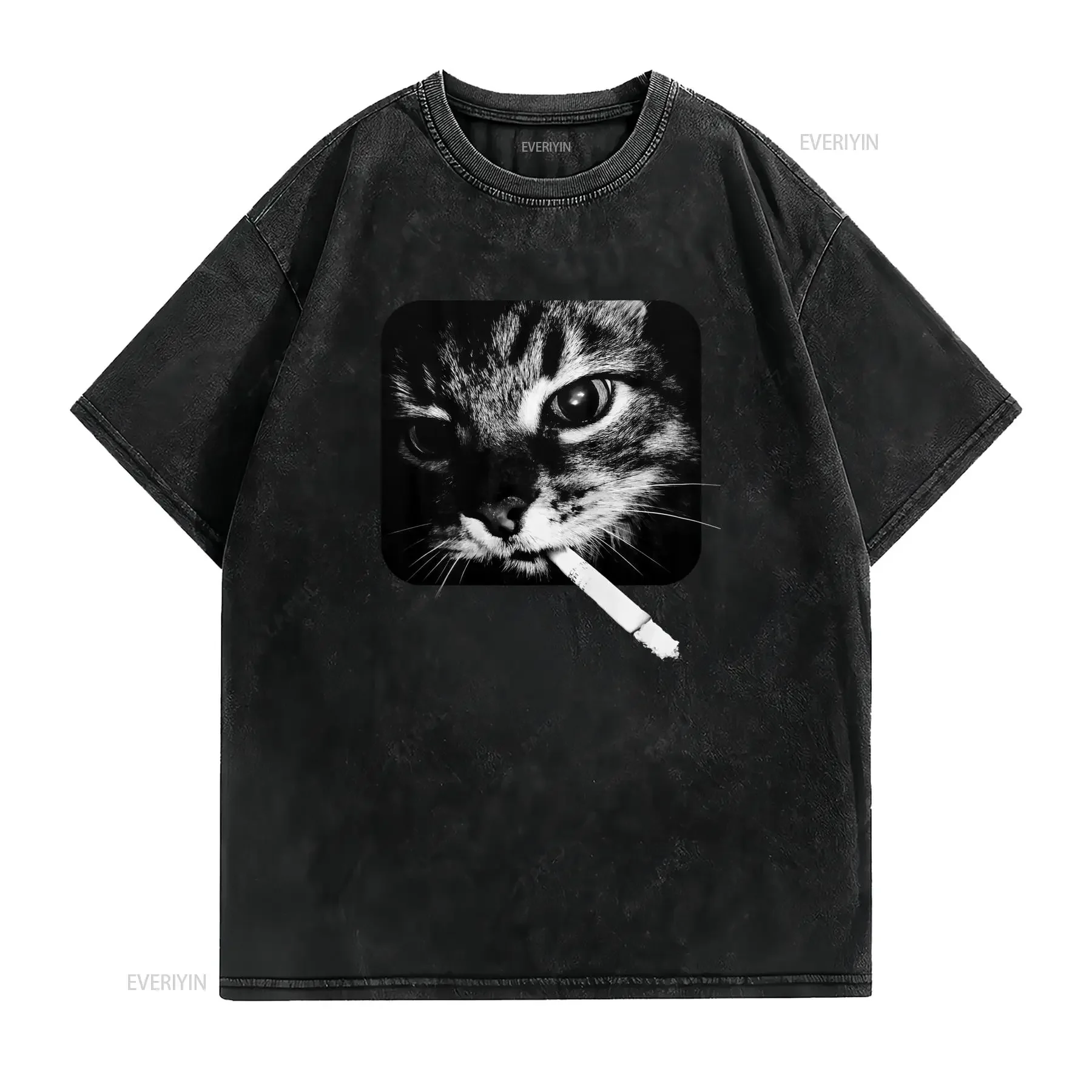 Maglietta Gatto Fumante Y2K Meme Anni '90 Vintage Bootleg vintage Washed Stylish graphic Unisex Soft Casual