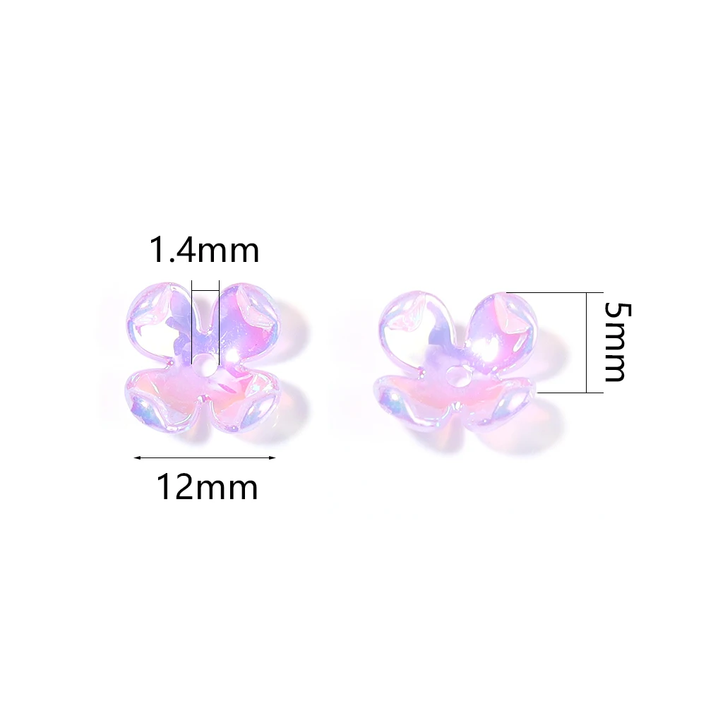 50pcs Colorful Flower Shape Acrylic Beads Loose Spacer Bead for DIY Craft Ornament Making Hairpin Phone Chain Beaded Accessories