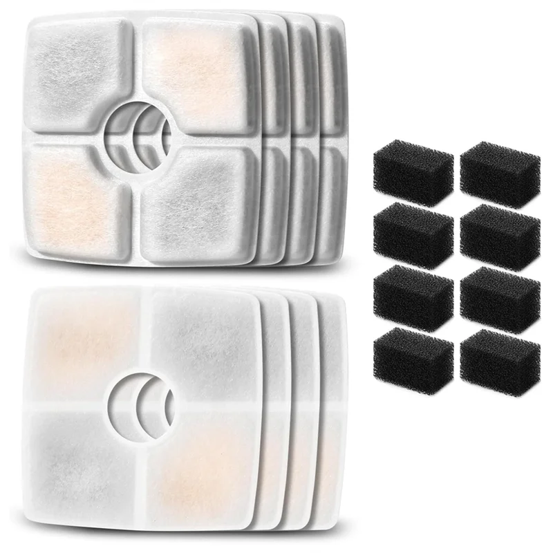 Сменные фильтры ABHU, губки для автоматического фонтана для домашних животных 84 унции/2,5 л, фильтр для фонтана для кошек, тройная фильтрация