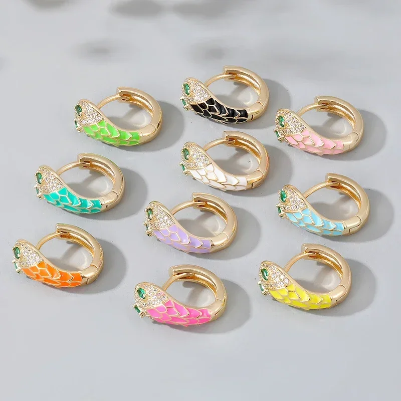 Pendientes de plata de ley 925 para mujer, aretes de serpiente, redondos, dorados, estilo Punk, joyería