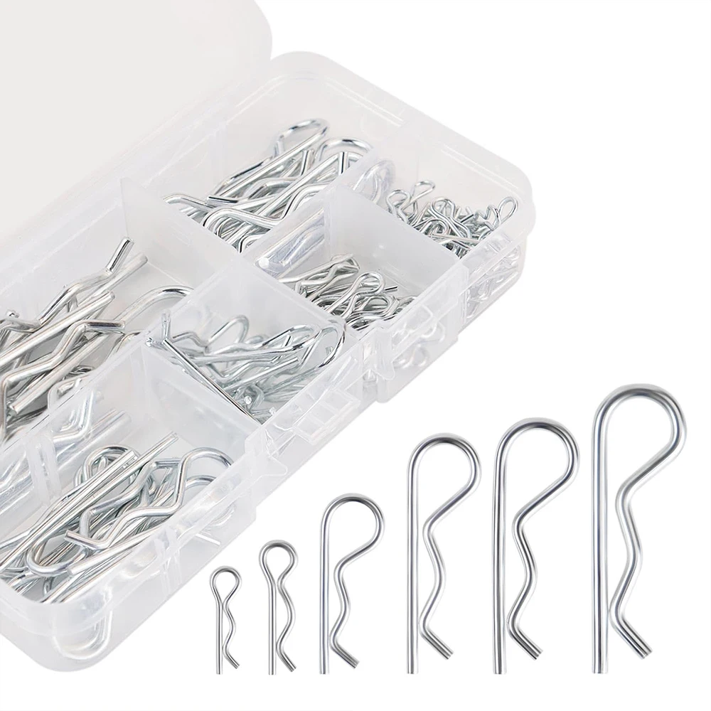 100Pcs Cotter Pins Assortment Kit Stainless Steel R Clips Split Pins Retaini M1 M1.2 M1.5 M1.8 M2 M2.5 Sorted In Box