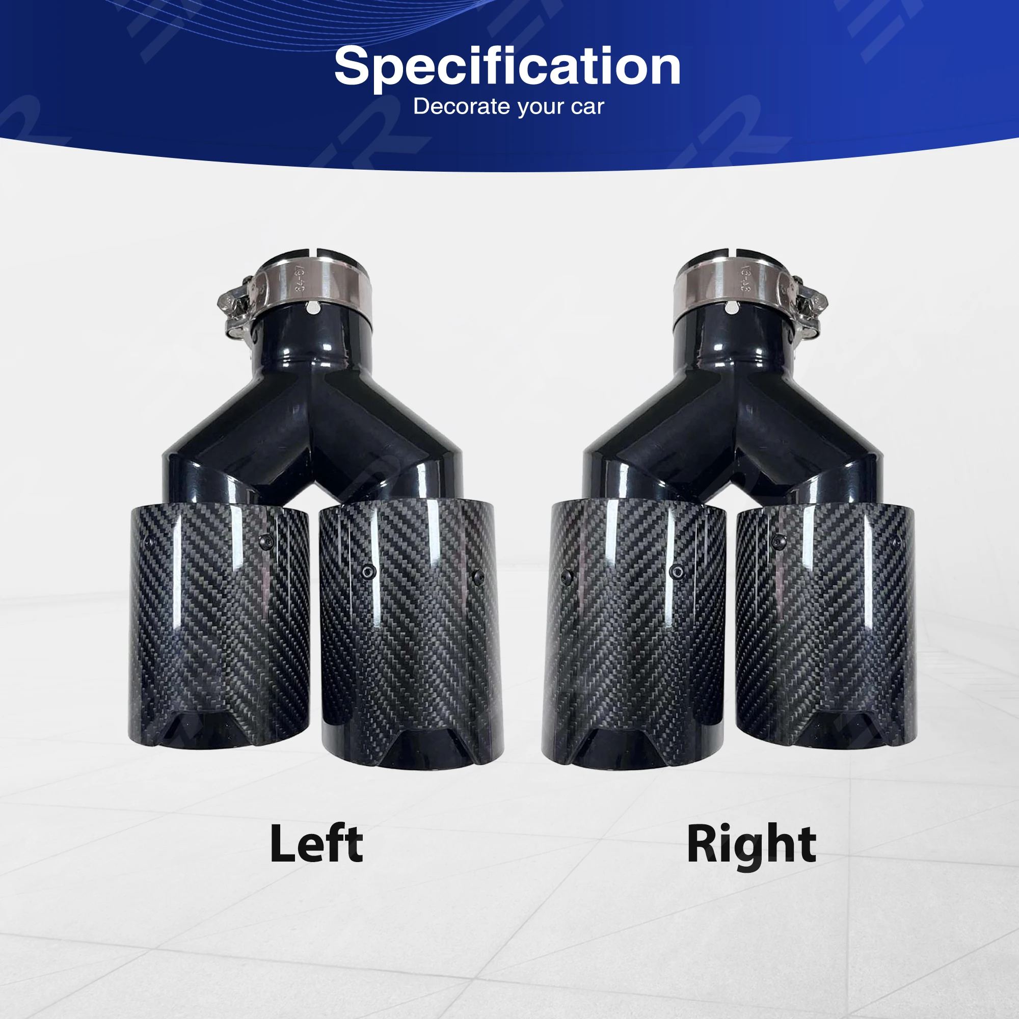 1PCS ER Car accessories Real Carbon Fiber Exhaust Tip Black stainless Dual Exit Muffler pipe Car Decorative for BMW Modify