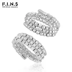 F.I.N.S Original Embossed Multi-Layer S925 Sterling Silver Rings Cutting Surface Adjustable Mid Finger Fine Jewelry Accessories