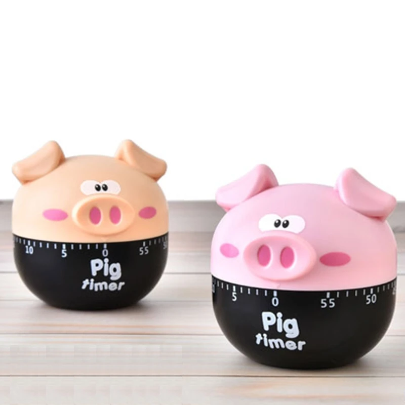 Pig Shape Manual Timer 60 Min Kitchen Mechanical Timer Cooking Back Timer Kids for Time Management Reminder Desktop Deco